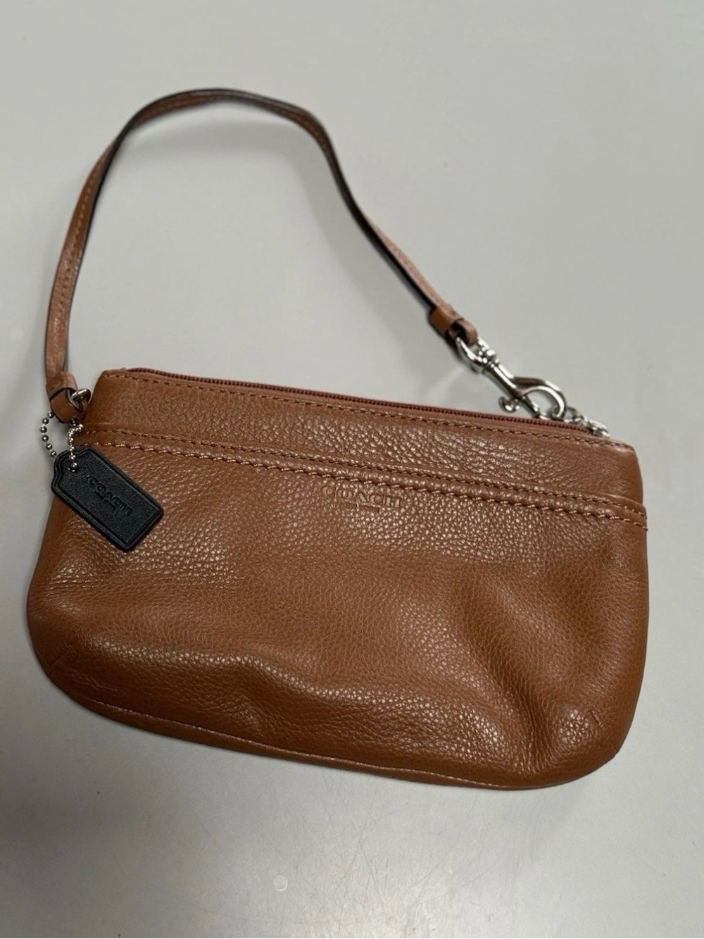COACH Park Saddle Brown Pebbled Leather Medium Wristlet Wallet with Hangtag